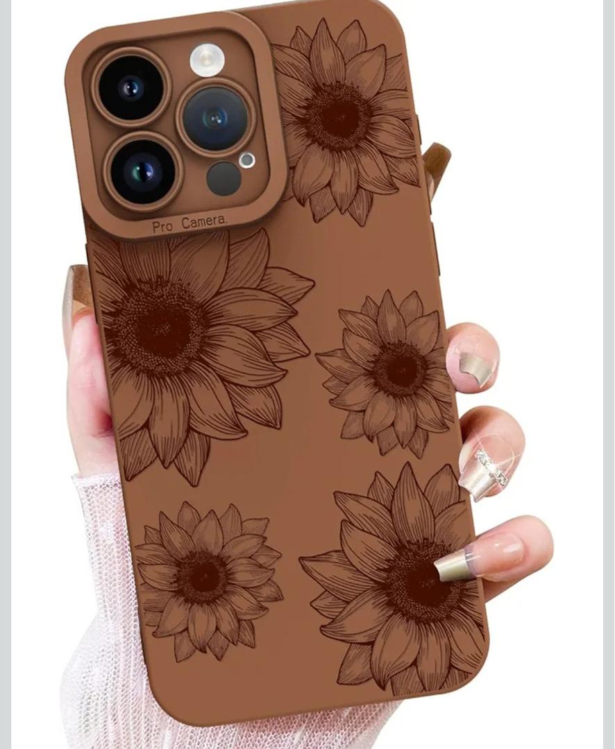OOK Floral Case for iPhone 16 Plus Case, Cute Sunflower Floral Blooms Design Soft TPU Shockproof Protective for Women Girls Slim Phone Cover - Brown Flower