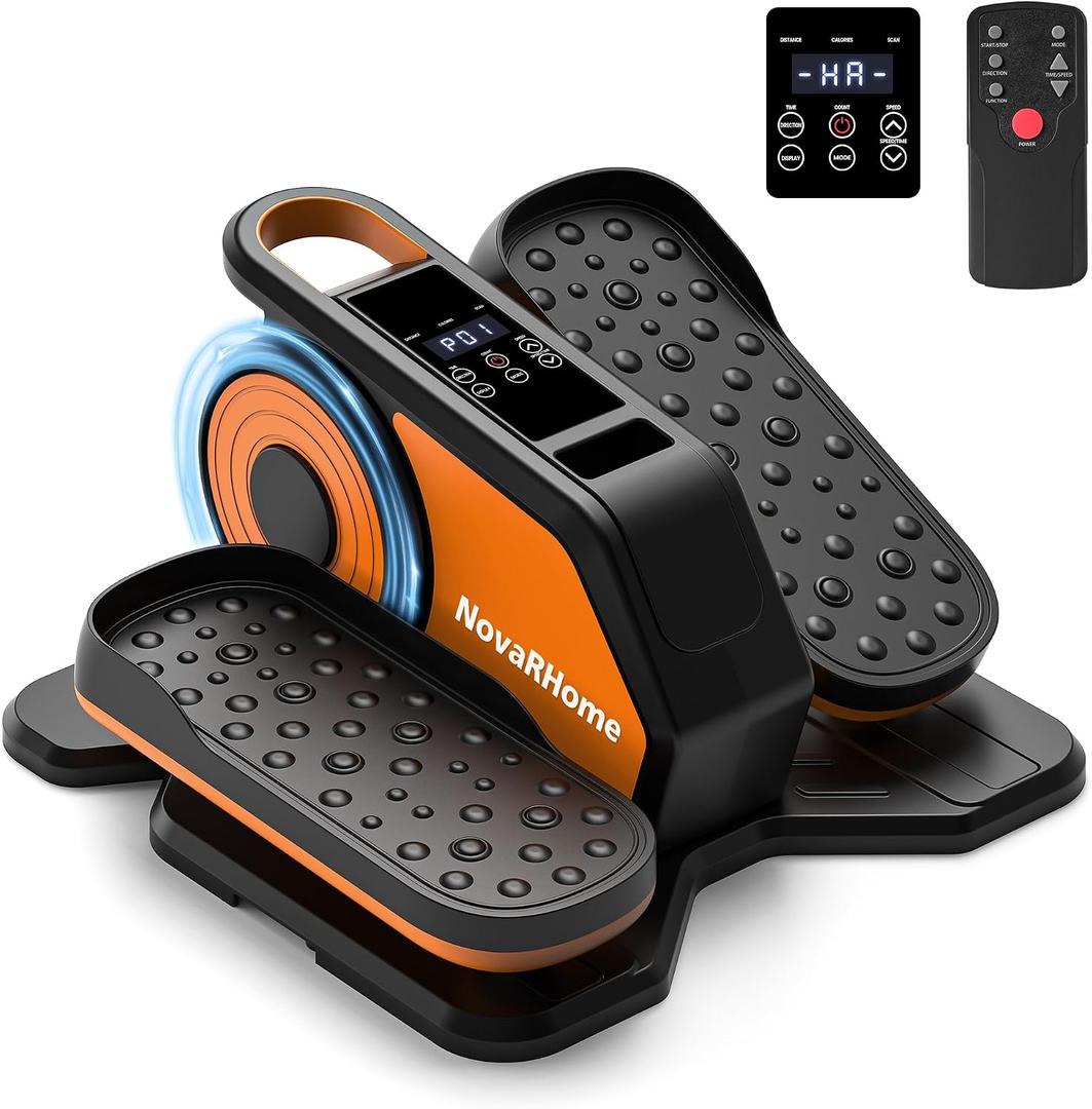 Under Desk Elliptical Machine, Quiet & Portable Electric Machine Seated Pedal Exerciser with Remote Control, Low-Impact Electric Leg Workout Machine with 12 Level Speeds Adjustable for Home Office