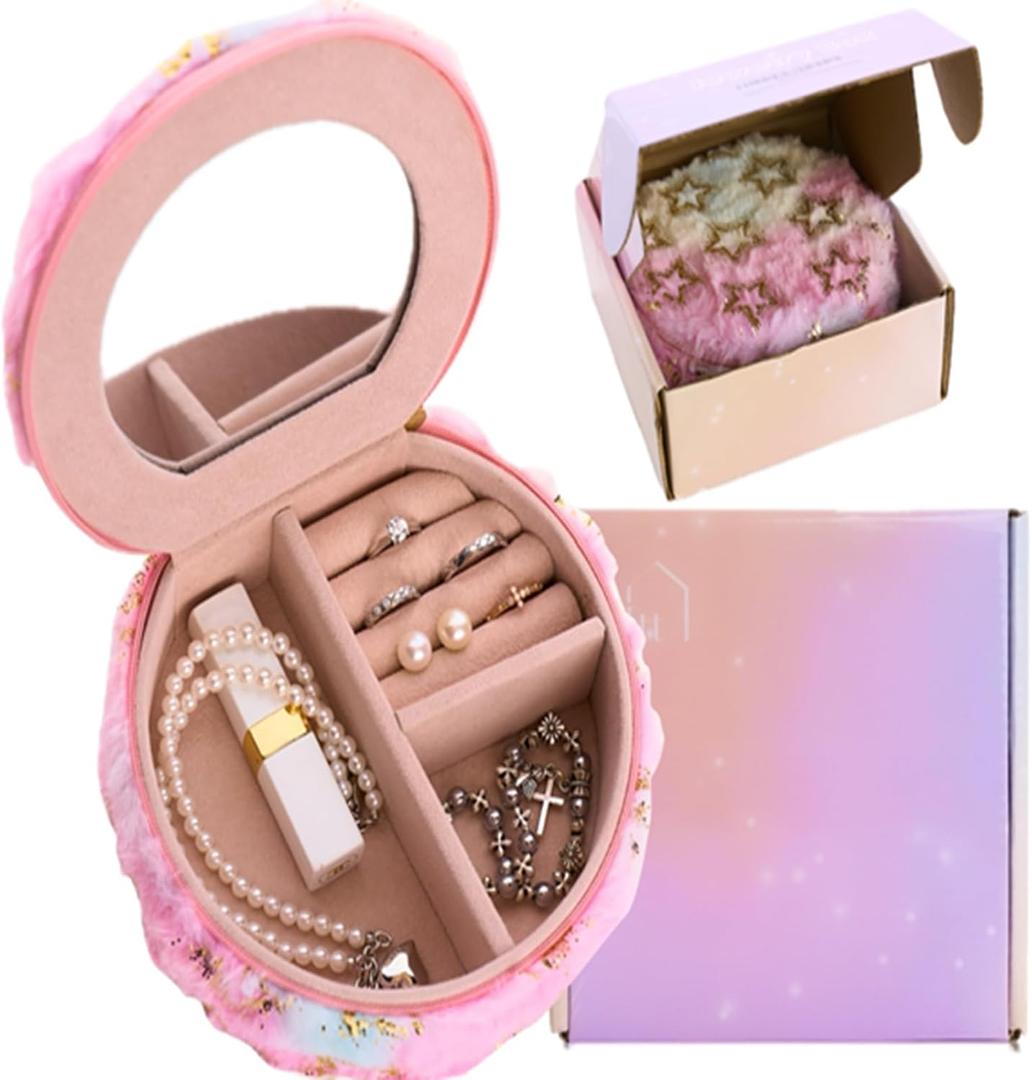 ITT Jewelry Box, Jewelry Organizer and storage for Women Girls, Travel Jewelry Case with Mirror, Make up Organizer, Jewelry Storage Holder, Birthday Gift Box Packaging, Accessories Box
