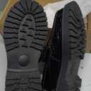 XENTORD Men's Patent Leather Platform Loafers Comfort Non-Slip Lug Sole Slip-On Dress Shoes with Metal Horsebit Detail for Business Office & Casual (Black A,9), N43