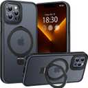 Magnetic Case for iPhone 13 Pro, with Invisible Ring Stand, Military Drop Protection, Shockproof Anti-Fingerprint Matte Protective Cover for iPhone 13 Pro, Black