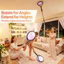 Rotating Head Electric Fly Swatter, 4200V Bug Zapper with Telescopic Extension, 3-in-1 Rechargeable Mosquito Racket for Handheld/Standing/Wall Mount Use - Indoor Outdoor