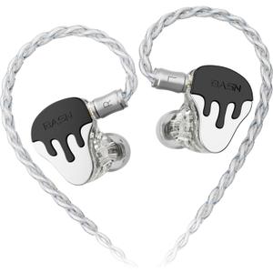 BASN BmasterX 6 Drivers Hybrid in-Ear Monitors with Noise Isolation for Musicians, Stage & Studio, Professional HiFi IEMs, Detachable 4-core OFC Silver-Plated Cable & Shockproof Case (Black-White)