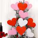 FOIMAS 12pcs Valentine's Day Decorations Tree Picks Extra Large Red Pink White Heart Valentine Trees Ornaments, Heart Tree Picks for Valentine Trees Topper Wedding Party Vase Pathway Walkway Decor