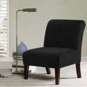 H.VERSAILTEX Armless Accent Chair Covers Thick Velvet Armless Chair Slipcovers High Stretch Chair Covers for Living Room Hotel Machine Washable Furniture Protector with Elastic Bottom, Black