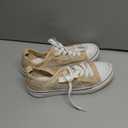 ZGR Summer Tennis Shoes for Women, Womens Casual Breathable Mesh Lace Canvas Shoes, White Sneakers with Embroidery Flower(Apricot.US7.5)