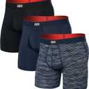 SAXX Underwear Co. Men's Multi-Sport Mesh Boxer Brief Fly 3-Pack (Black, L)