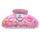 Valentines Day Hair Claw Clips for Women, Large Conversation Heart Hair Clips Nonslip Pink Love XOXO Hair Claws Valentines Day Accessories Outfits Party Favor Gifts