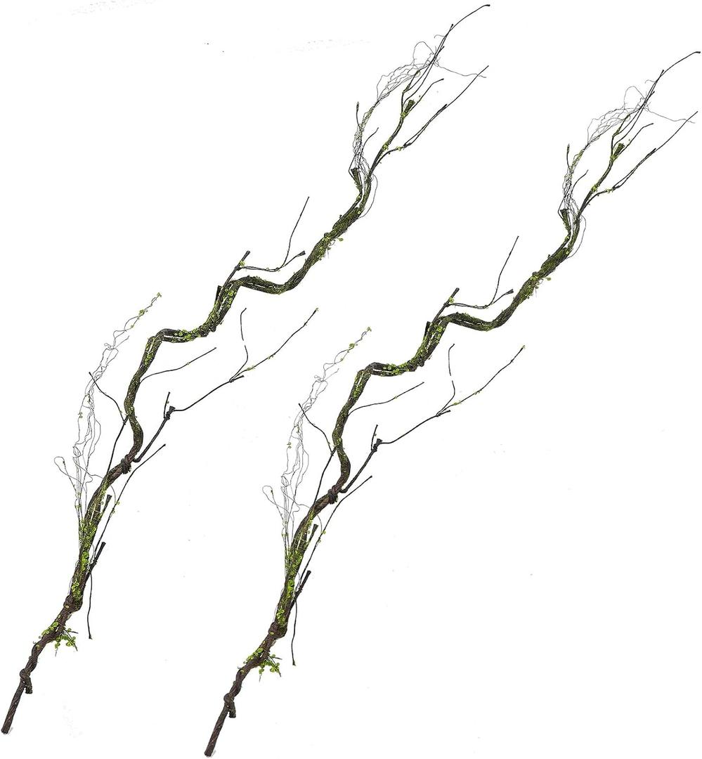 2Pcs 67in Artificial Trees Branches for Decoration Fake Cherry Blossom Trunk Willow Vines Garland Limb Twigs Moss Plants Wall Hanging Photo Home Garden X'Mas Christmas Thanksgiving Decor