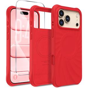Magnetic for iPhone 17 Pro Case 6.3", Compatible with MagSafe, [Integrated Silicone Camera Control Cover] [Screen Protector], 2X MIL-STD Drop Protection Case for iPhone 17 Pro, Red