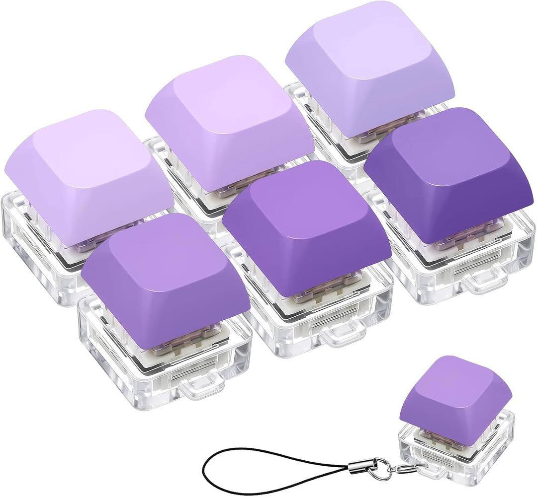 Taiyin 6 Pcs Keyboard Toy Clicker Keyboard Fidget Keychain Decompression Toys Button Stress Relief Gifts for Adult to Relief Stress Pass the Time (Purple)