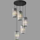 Black Pendant Lighting Modern Pendant Light, Mini Crystal Chandeliers,Adjustable Pendant Light Fixture for Kitchen Island Dinning Room Corridor Bedroom(Gold 5-Light), Round-5-Light