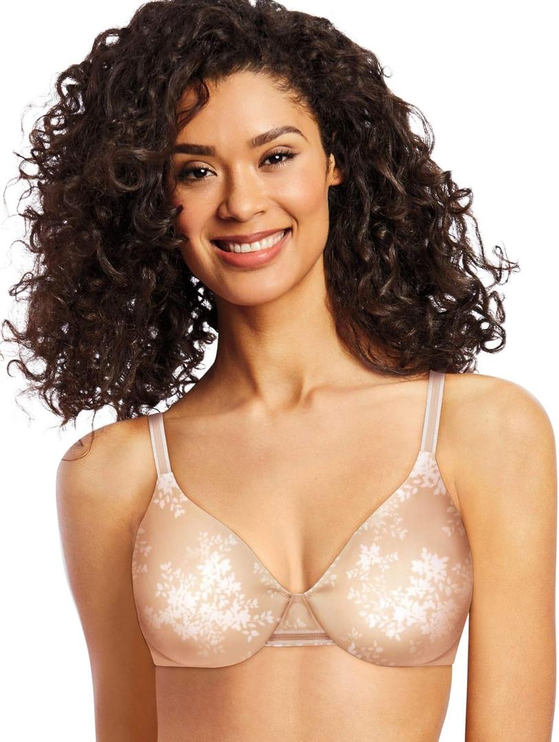 Bali Women's One U Underwire, Smoothing & Concealing Full-Coverage Bra, Df3w11 (40B, Sandshell/White Leaf Print)