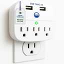 Cruise Approved Power Strip - Non Surge Protector for Cruise Ship with 2 USB Outlets - Cruise Ship Essentials 2026 for Carnival, Princess, Norwegian, Holland America, MSC & Major Cruise Lines (White)