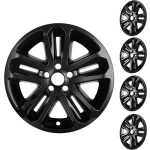 18 Inch Wheel Skins Compatible with 2011-2019 Ford Explorer Factory Alloy Wheels, Snap-On Wheel Covers, Durable ABS Replacement Hubcaps Set of 4 (Black)