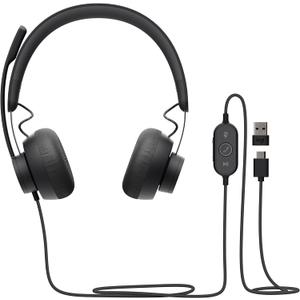 Logitech Zone Wired Noise Cancelling Headset, Certified for Microsoft Teams with Advanced Noise-canceling mic Technology for Open Office environments, USB-C with USB-A Adapter, Graphite