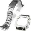 DW5600 Case Band Mod Kit, Stainless Steel Strap Case Bezel with Face Nails Compatible with Casio G-shock DW5600, GB5600, GW-B5600, GWX5600, DW5025/ DW5700/ DW5735/ DW5750 (Silver)