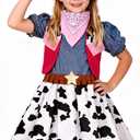 Cowgirl Costume for Girls with Hat Halloween Dress Up Party (9-10 Years, White)