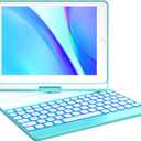 Earto Keyboard Case for iPad 6th Generation, iPad 5th Generation Keyboard, iPad Air 2Air 1, Pro 9.7 inch, 7 Color Backlit 360 Roatate Wireless Keyboard Case, ICE Green