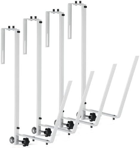 Reallnaive 4 Pcs Solar Cover Holder for Above Ground Pool Adjustable Solar Holder Metal Equipment Storage Hooks for Framed Above Ground Swimming Pools (White)