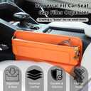 Car Seat Gap Filler with Pockets Leather Car Seat Organizer Automotive Accessories Front Seats Adjustable Gap Filler for Phones Glasses Keys Cards Orange