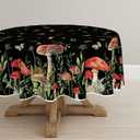 Horaldaily Mushroom Tablecloth 70x70 Inch Round, Black Seasonal Vintage Washable Seasonal Table Cover for Party Picnic Dinner Decor
