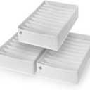 Drawer Organizer Clothes - 3 Set Multipurpose Dresser Drawer Organizer for Adults & Kids, Closet Foldable 10 Cells per Organizer - Non-Woven Fabric, T-Shirts, Baby Clothes, Shorts Organizer - White