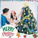 73 Pcs Blue Christmas Tree Ornaments Set Shatterproof Christmas Tree Decoration Star Topper Hanging Ball Snowflake Pickle Ornaments for Party Holiday