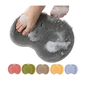 Shower Foot Scrubber Mat with Non-Slip Suction Cups, Foot Back Cleaning Pad Back Washer Exfoliating Bath Wash Pad, Wall Mounted Slip Suction Cups for Use in Cleaner Men and Women (Grey)