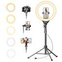 UBeesize 12'' LED Ring Light with 62'' Tripod Stand, Selfie Ring Light for Video Recording, Live Streaming, TikTok & YouTube, Compatible with iPhone & Android (Black)
