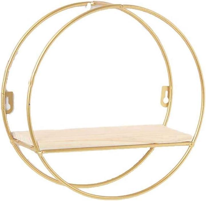 Wall Mounted Round Gold Floating Shelves Storage Shelves for Wall Bedroom Living Room Bathroom Kitchen and Office, 25x9cm