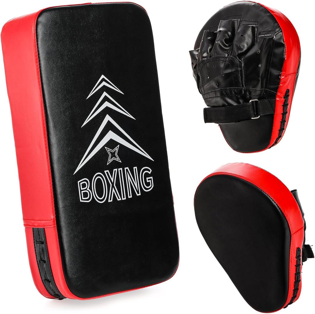 ZOOFOX 2-in-1 Punching Mitts and Kick Pack Set, Curved Focus Mitts and Taekwondo Kick Pad, Adjustable Strike Shield Arm Pad for Muay Thai and MMA