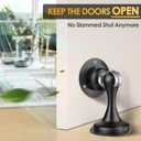 Door Stoppers Magnetic Door Catch - Stainless Steel Heavy Duty Door Holder Stops for Bottom Top of Door - Wall Floor Mounting No Drill 3M Adhesive & Screws Strong Magnet Keep Door Open 1 Pack