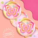 xo, Fetti Groovy Y2K Paper Plates, 2 Designs | 24 pcs 9" | Butterfly Kids Party Decorations, Girls Bachelorette Supplies, Rainbow Birthday Tablescape, Pastel Flower Decor