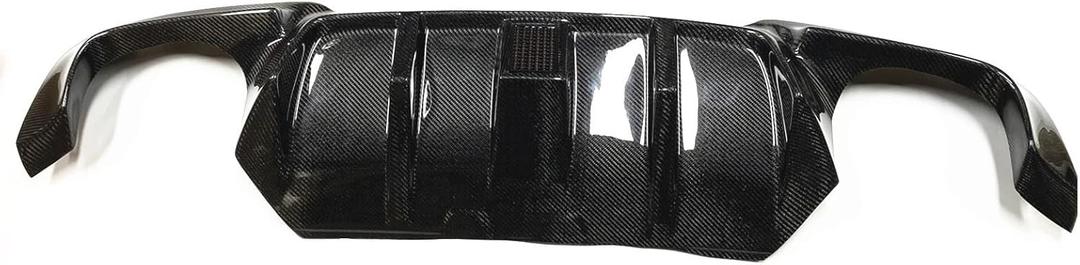 Rear Bumper Diffuser Lip Spoiler W/LED Lamp Compatible With BMW F10 F11 5 Series 528i 530i 535i 550i M-Tech Sport 2011-2016 Carbon Fiber