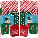 Hallmark Image Arts Assorted Holiday Gift Bag Bundle (16 Bags: 6 Small 5", 6 Medium 8", 2 Large 11", 2 XL 14") Red and Green, Santa, Stripes, Polka Dots, Snowmen, Snowflakes