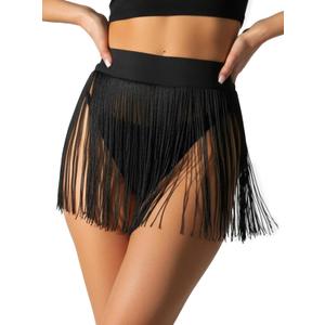 SOFIA'S CHOICE Women Fringe Skirt Unlined Western Cowgirl Party Flowy Tassel Mini Skirts Festival Rave Outfits Black X-Large