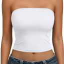 Trendy Queen Womens Tube Tops Strapless Crop Tops Basic Backless Sleeveless Going Out 2026 Spring Outfits Summer Clothes (White, XL)