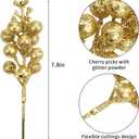DIYASY Glitter Gold Berry Stems,20 Pcs 7.8 Inch Artificial Christmas Tree Picks Decoration and Christmas Tree Filler Ornaments,DIY Xmas Wreath, Holiday and Home Dcor