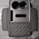 1 PC Car Center Console Cover Organizer, Car Armrest Box Height Increase Pad with 2 Cup Holders and 1 Tissue Box, Highly Elastic Sponge 3.15" H Armrest Booster Cushion for Cars (Black)