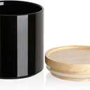 Sweejar Kitchen Canisters Ceramic Food Storage Jar, Stackable Containers with Airtight Seal Wooden Lid for Serving Coffee Bean, Flour, Tea, Spice and More - 39 Fl Oz (Black)