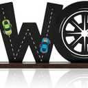 OSNIE Race Car Two Letter Sign Wooden Table Centerpiece Lets Go Racing Checkered Theme 2nd Party Supplies Decoration Milestone Cake Smash Photo Props for Kids Boys Two Years Old Birthday
