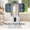 EZ-CHILL 14" Rechargeable Bladeless Tabletop Fan for Bedroom and Home, 5 Speed Settings, Display Screen, Non-Slip Feet, Ideal for Home Office, Quiet Operation, White