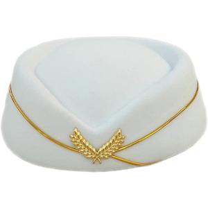 TOYANDONA Stewardess Hat Flight Attendant Hat Wool Bow White Beret Hat for Cosplay Costume Accessories