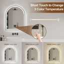 Arched LED Mirror for Bathroom 24"x30", Black Lighted Bathroom Mirror with Lights-Fogless, Dimmable, 3 Color Changing, Shatterproof, Touch Sensor