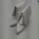 ISNOM Cowboy Boots Cowgir Boots for Women, Pointed Toe Chunky Heel Western Boots (8.5, Matte White)
