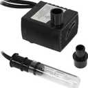 Sunnydaze 70 GPH Submersible Water Pump  24V - Adjustable Flow Rate - Finger Light and Transformer for Fountains and Aquariums