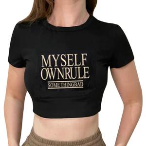 Women Teen Girls Y2k Summer Short Sleeve Tees T-Shirts Crewneck Vintage Baby Tee Slim Fit Shirt (White, XL)