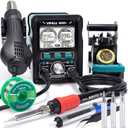 YIHUA 995D+ EVO Soldering Hot Air Station Kit 2-IN-1 110W Soldering Iron with LCD Display, Power Meter, Preset Channels, Sleep Mode, C-F Conversion, Automatic Shutdown Functions