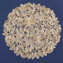 FAVE Golden Round Placemats Set of 6 Vinyl Slip Resistant Table Mats Elm Leaf Washable Indoor/Outdoor Vinyl Hollowout Placemats for Dining Table Durable PVC Table Mats (Elm Leaf, 6PCS)